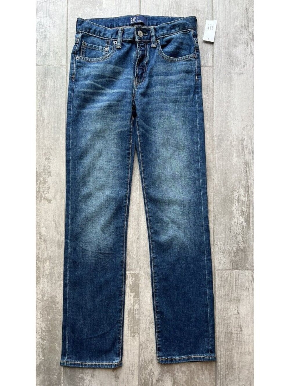 GAP Kids Stretch Straight Leg Jeans Boys Youth NEW Size 12 Slim Adjustable Waist